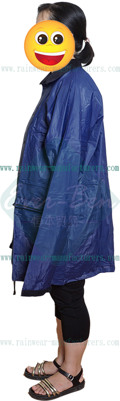 Blue PVC waterproof jacket-fleece lined rain jacket-womens plastic raincoats